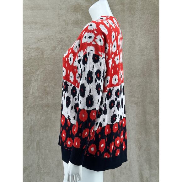 Cabi Sweater Womens Small Upbeat Cardigan Floral Stripe V‎ Neck Cozy Fall 6163 - Picture 4 of 10